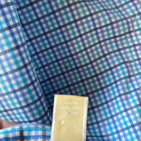 MICHAEL Michael Kors Mens Blue Micro Plaid Dress Shirt Non Iron Long Sleeve 16.5 - Picture 12 of 14